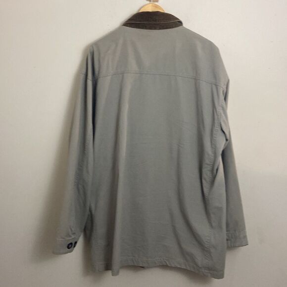 Men’s Khaki Cotton Chore Coat Brown Corduroy Collar size L Utility Streetwear - Picture 2 of 9